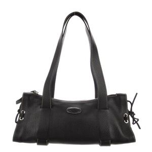 TOD’S Grained Leather Shoulder Bag. Black.